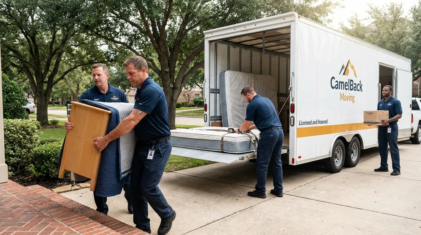 Crew loading residential truck for cross-state move from Coldwater, MI