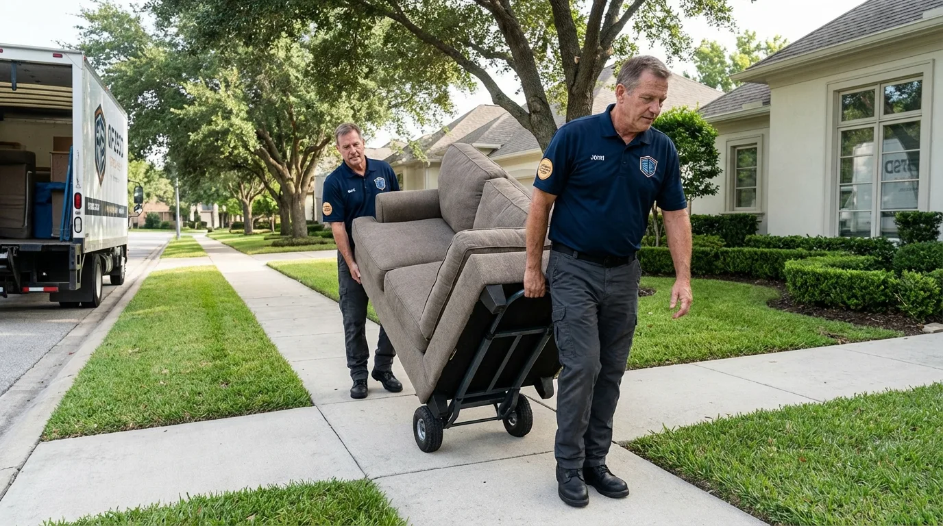 Local residential moving crew loading furniture in Coldwater, MI